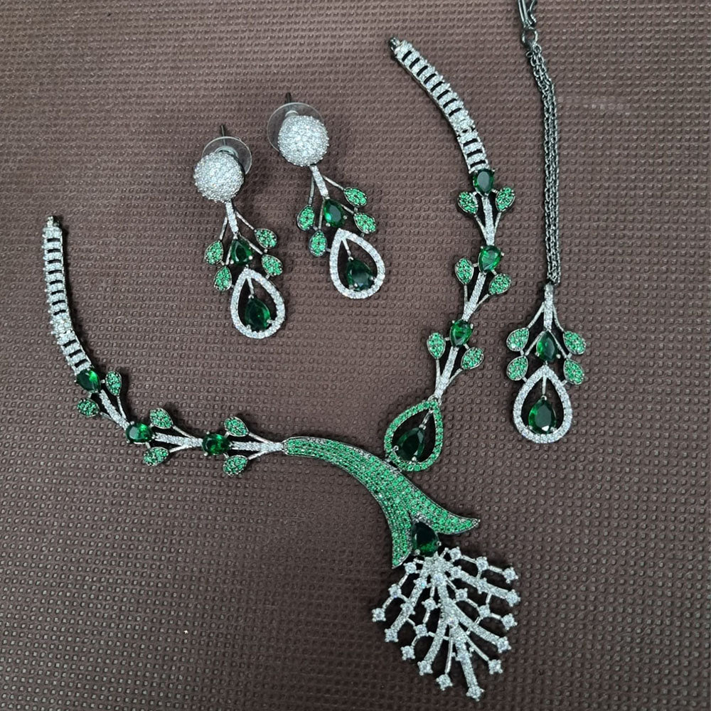 Kavita Art Silver Plated American Diamond Necklace Set