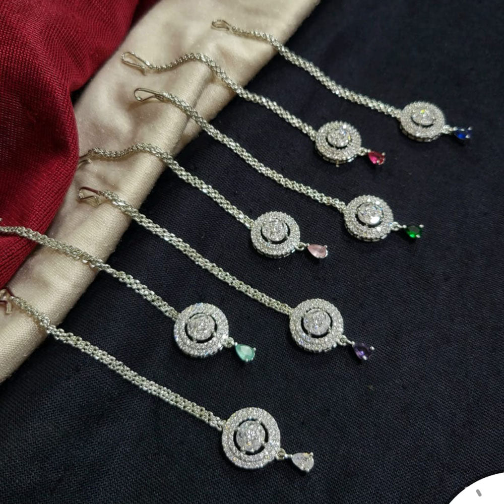 Kavita Art  Silver Plated American Diamonds Mangtikka