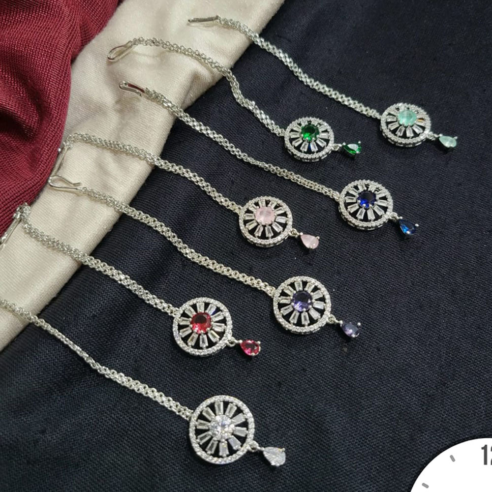 Kavita Art  Silver Plated American Diamonds Mangtikka