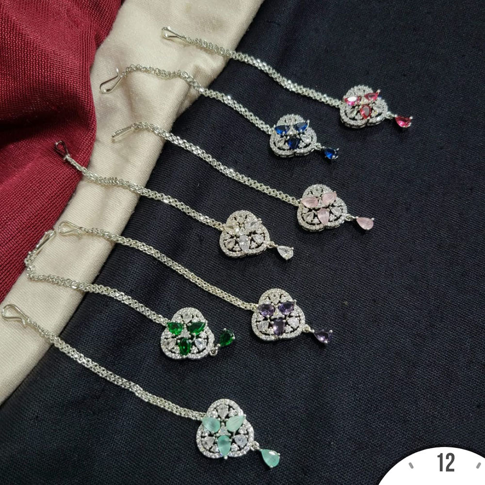 Kavita Art  Silver Plated American Diamonds Mangtikka