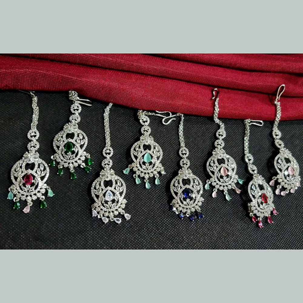 Kavita Art  Silver Plated American Diamonds Mangtikka