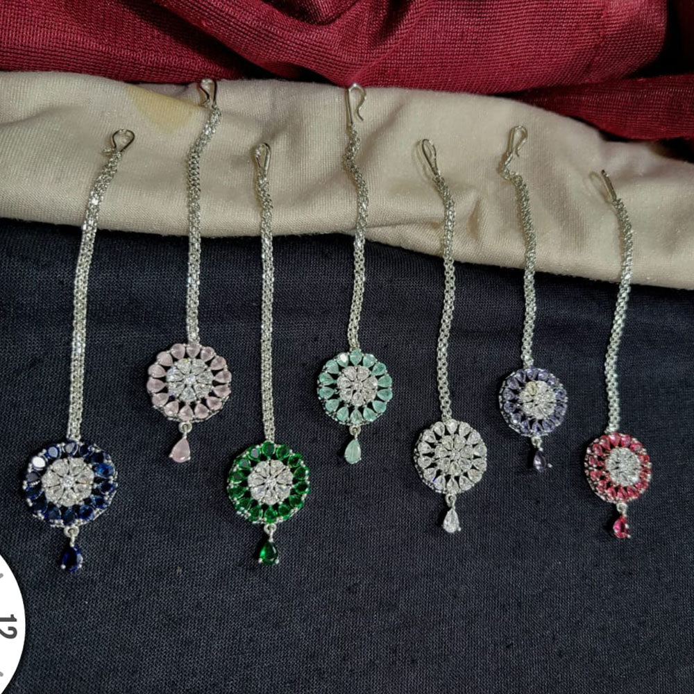 Kavita Art  Silver Plated American Diamonds Mangtikka