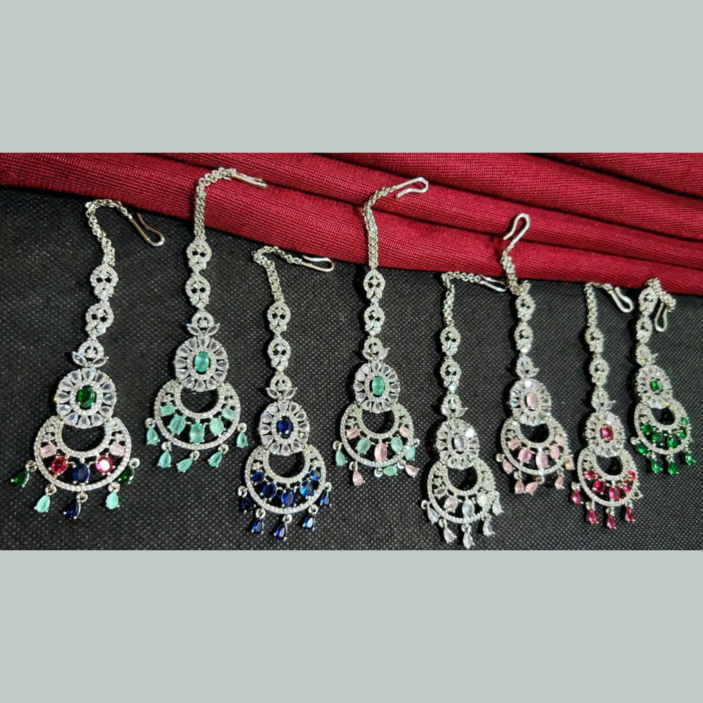 Kavita Art  Silver Plated American Diamonds Mangtikka