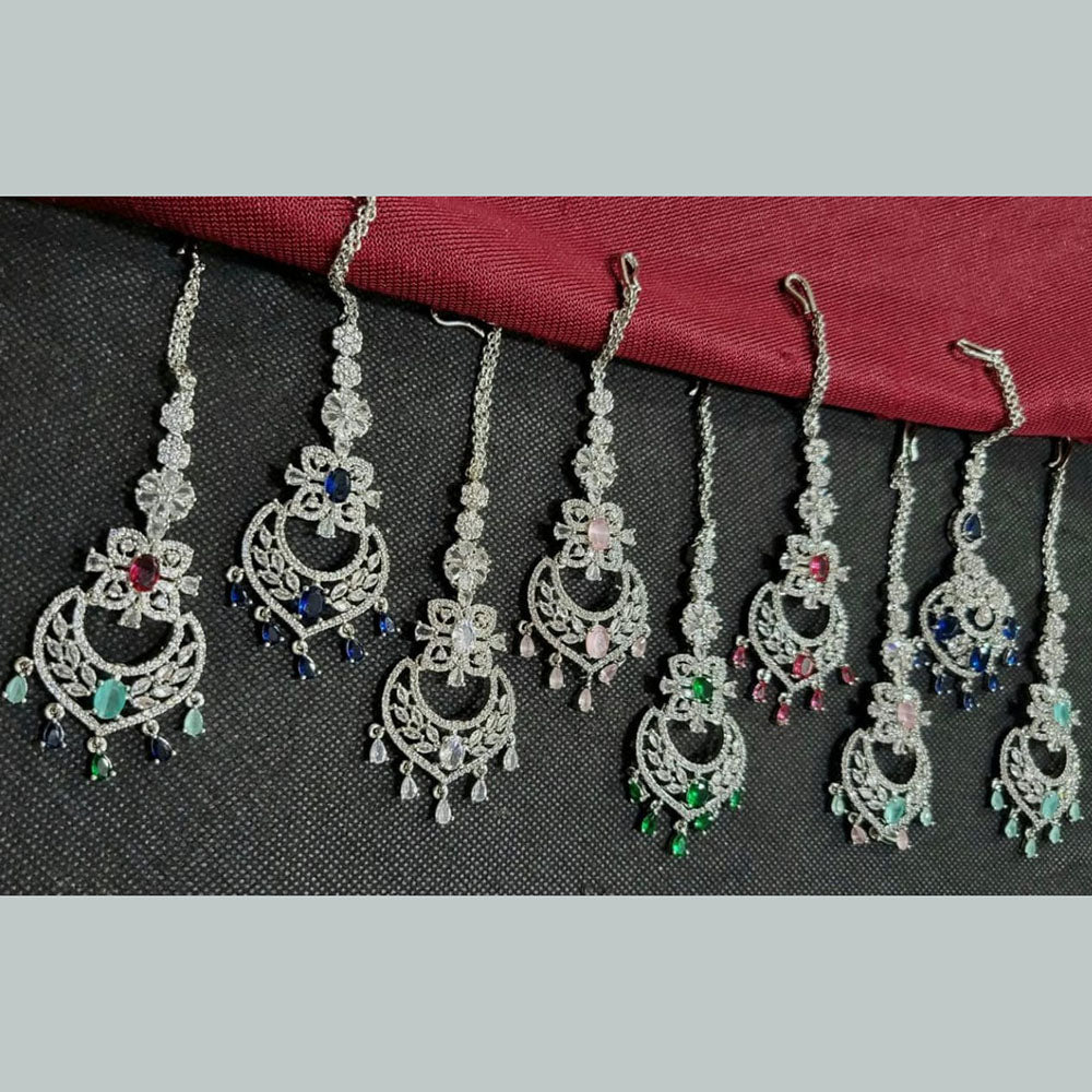 Kavita Art  Silver Plated American Diamonds Mangtikka