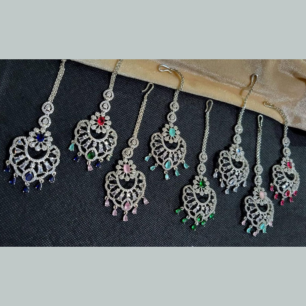 Kavita Art  Silver Plated American Diamonds Mangtikka