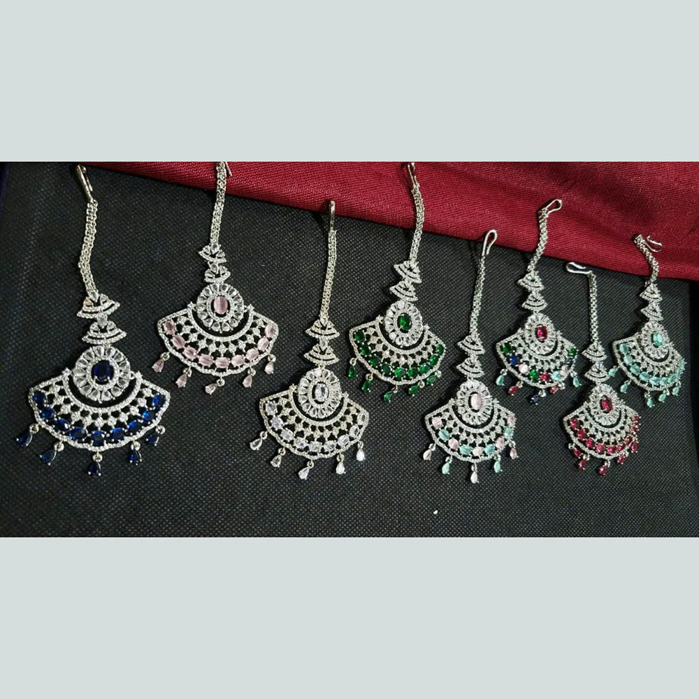 Kavita Art  Silver Plated American Diamonds Mangtikka