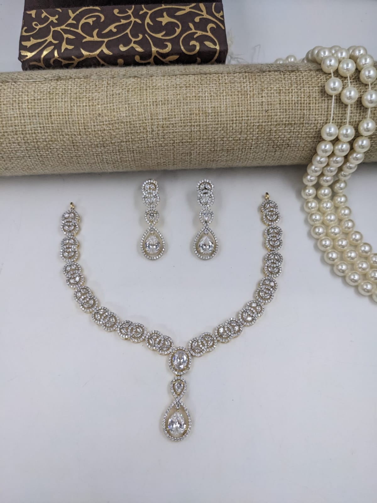 Kavita Art Gold Plated American Diamond Necklace Set