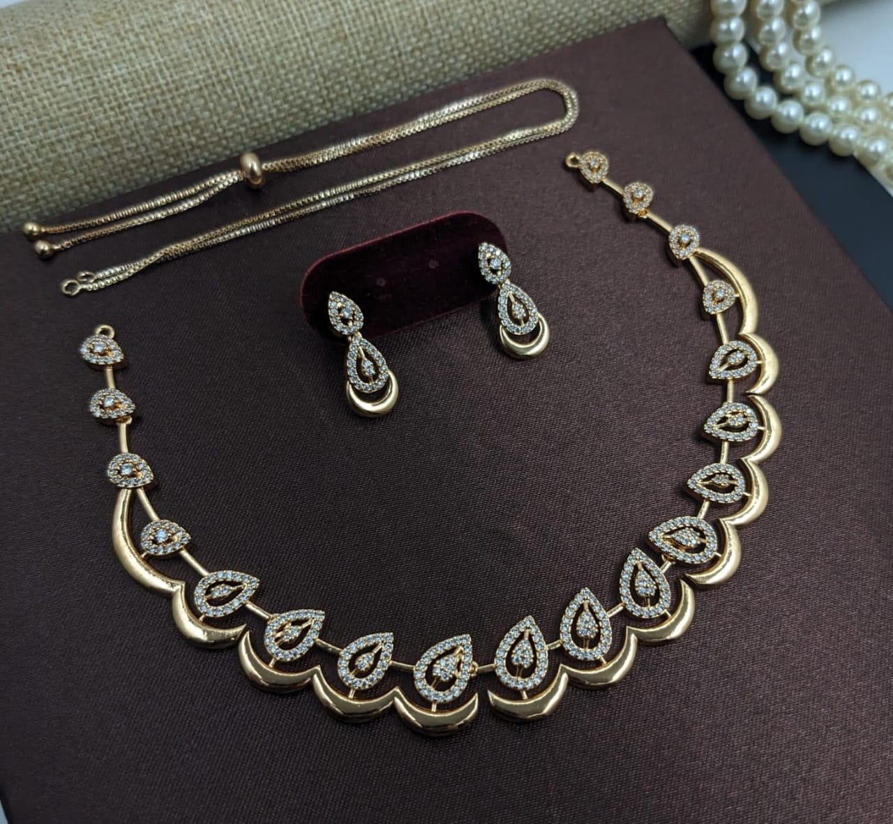Kavita Art Gold Plated Austrian Stone Necklace Set