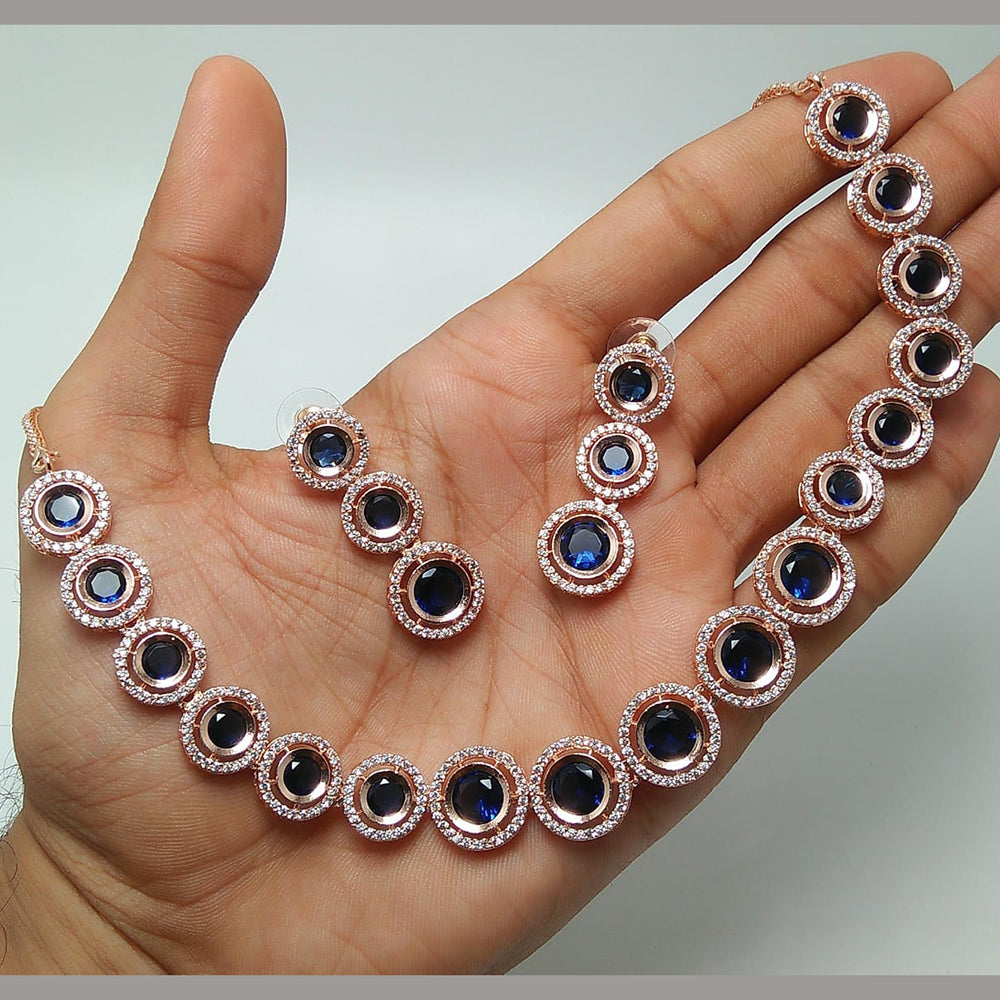 Kavita Art Rose Gold Plated AD Necklace Set