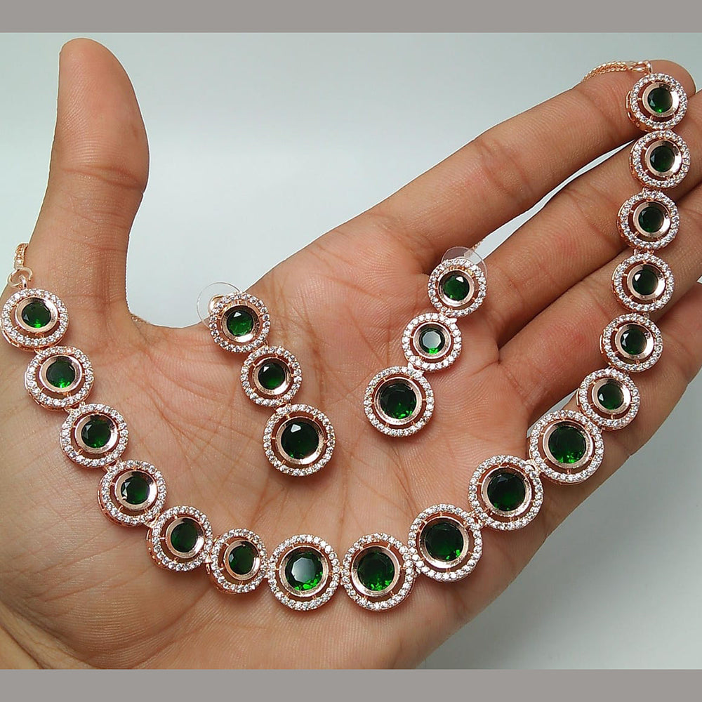 Kavita Art Rose Gold Plated AD Necklace Set