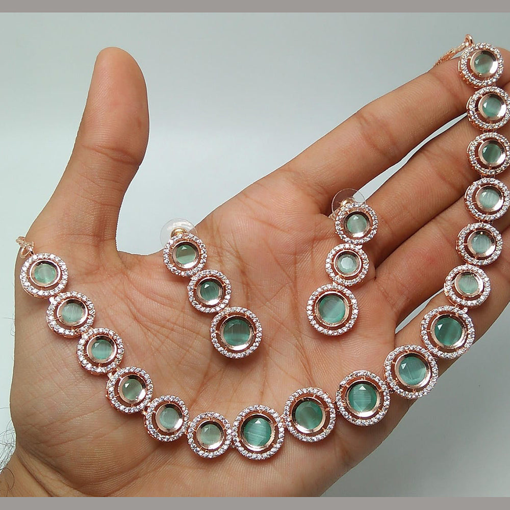 Kavita Art Rose Gold Plated AD Necklace Set