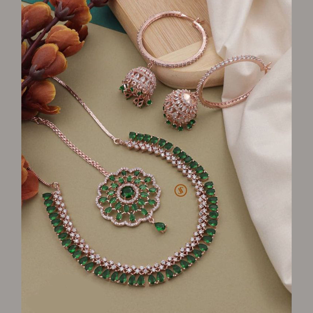 Kavita Art Rose Gold Plated AD Necklace Set