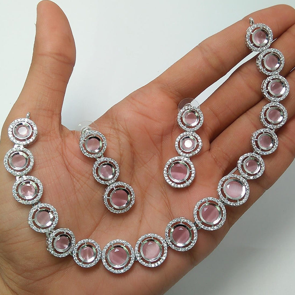 Kavita Art Silver Plated AD Necklace Set