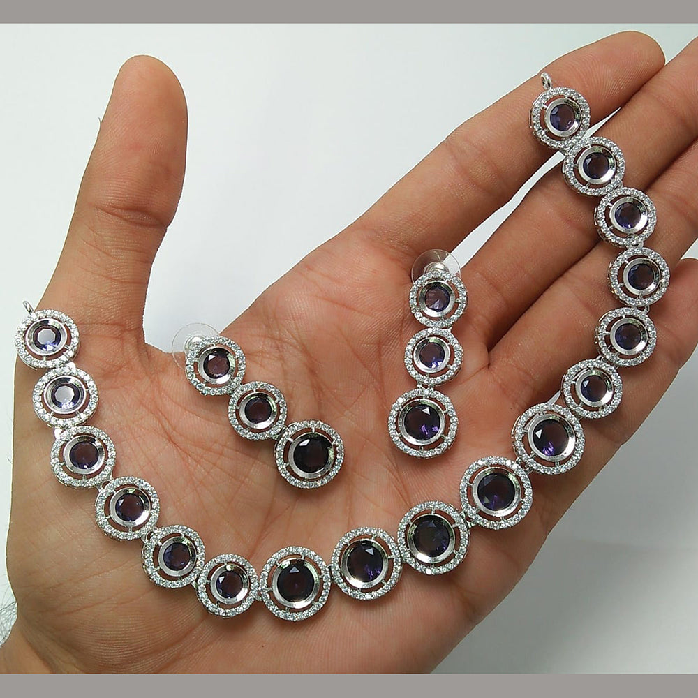 Kavita Art Silver Plated AD Necklace Set