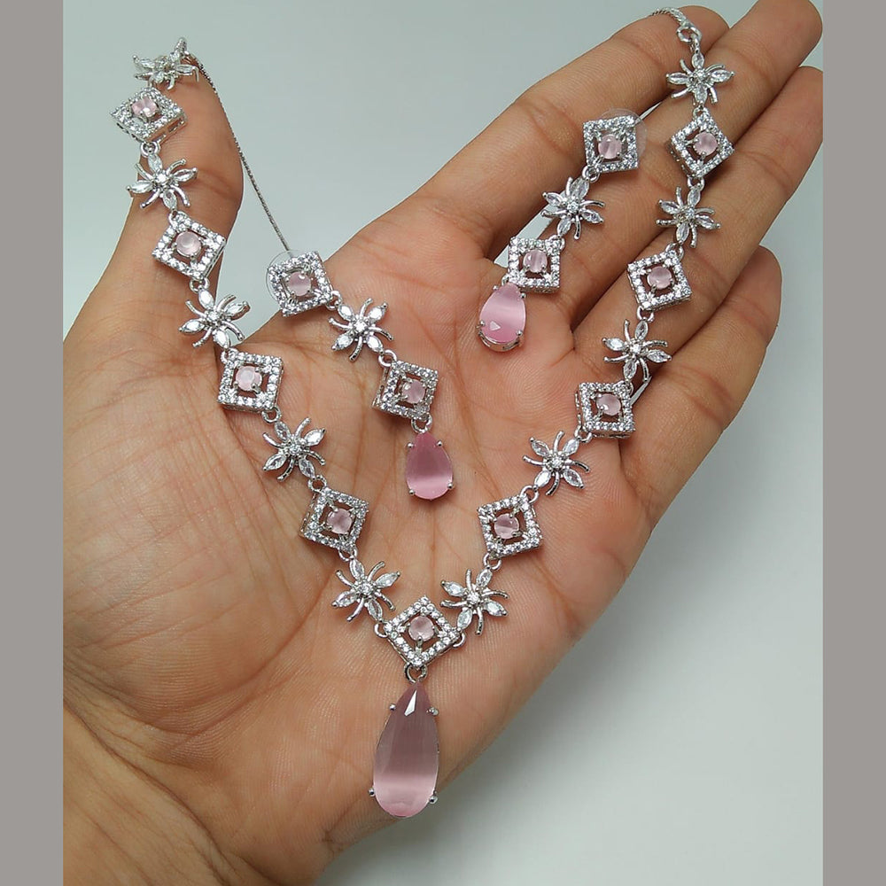 Kavita Art Silver Plated AD Necklace Set