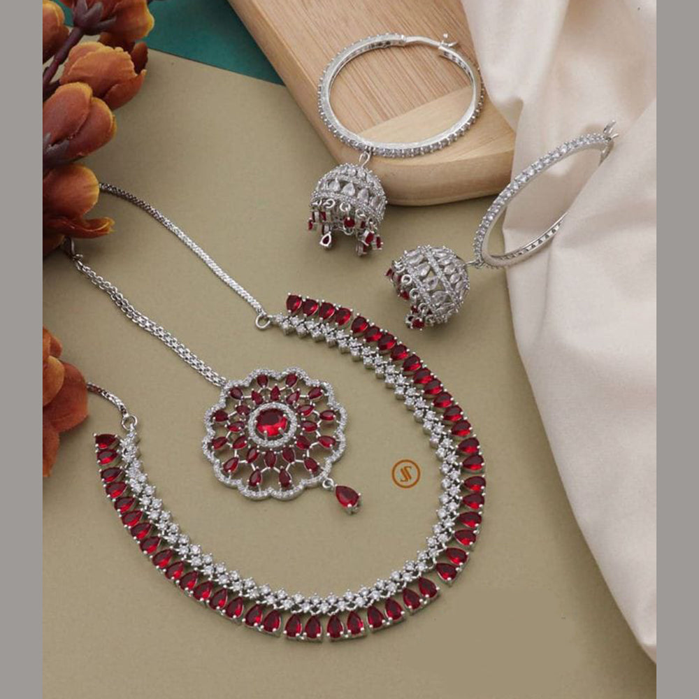Kavita Art Silver Plated AD Necklace Set