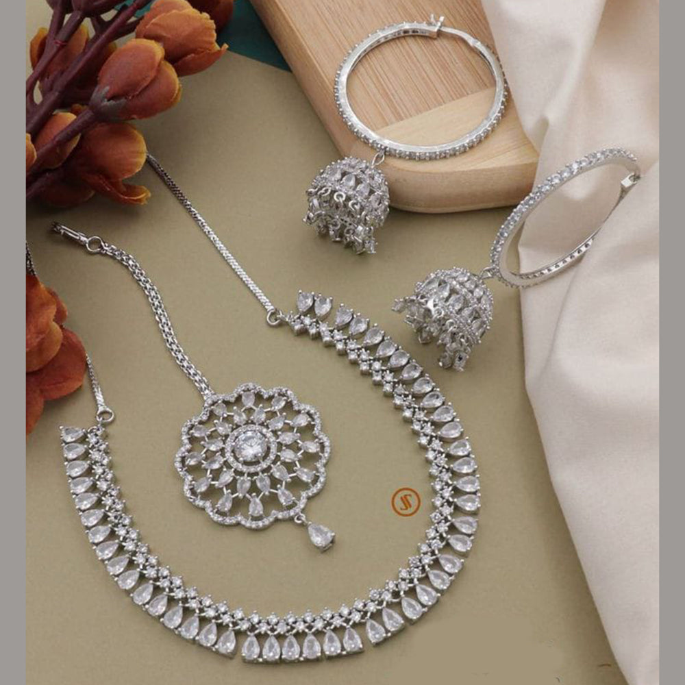 Kavita Art Silver Plated AD Necklace Set