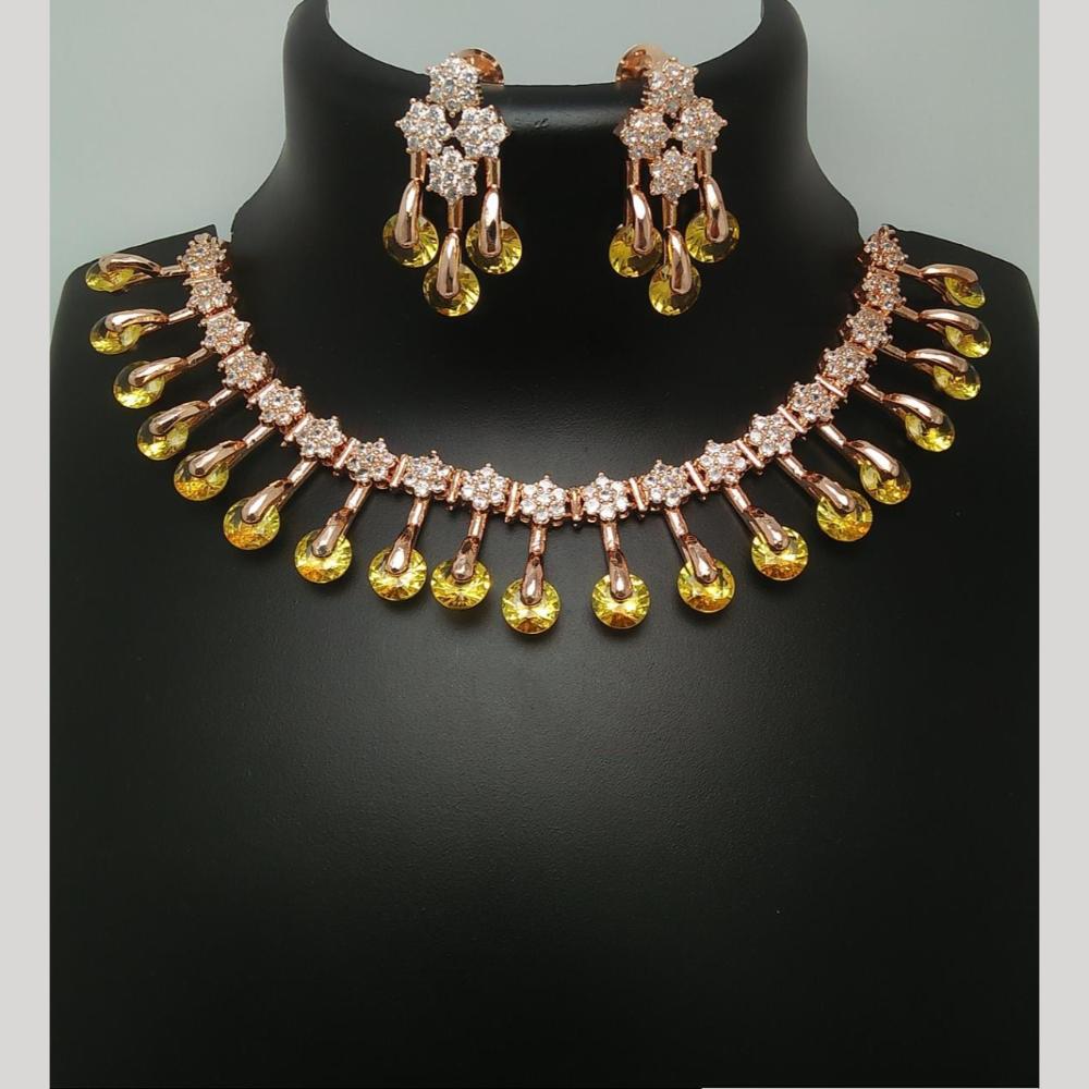 Kavita Art Rose Gold Plated Austrian Stone Necklace Set