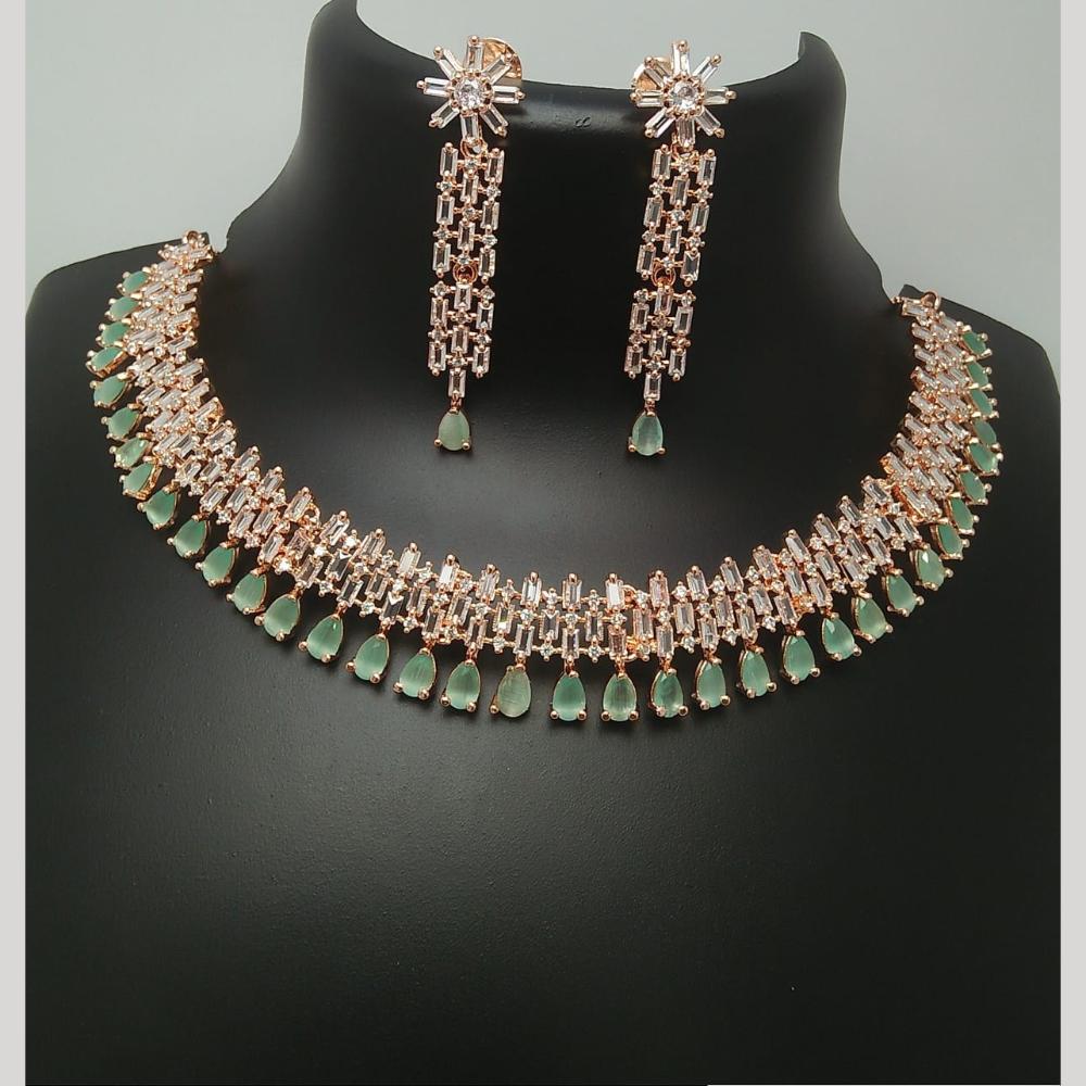 Kavita Art Rose Gold Plated American Diamond Necklace Set