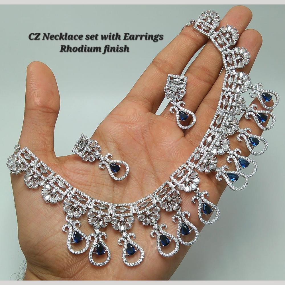 Kavita Art Silver Plated American Diamond Necklace Set