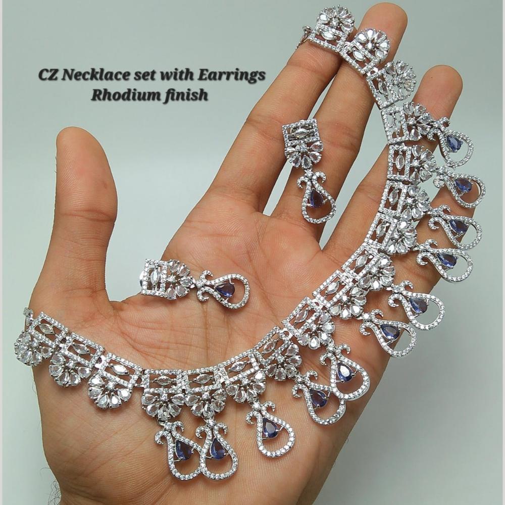 Kavita Art Silver Plated American Diamond Necklace Set