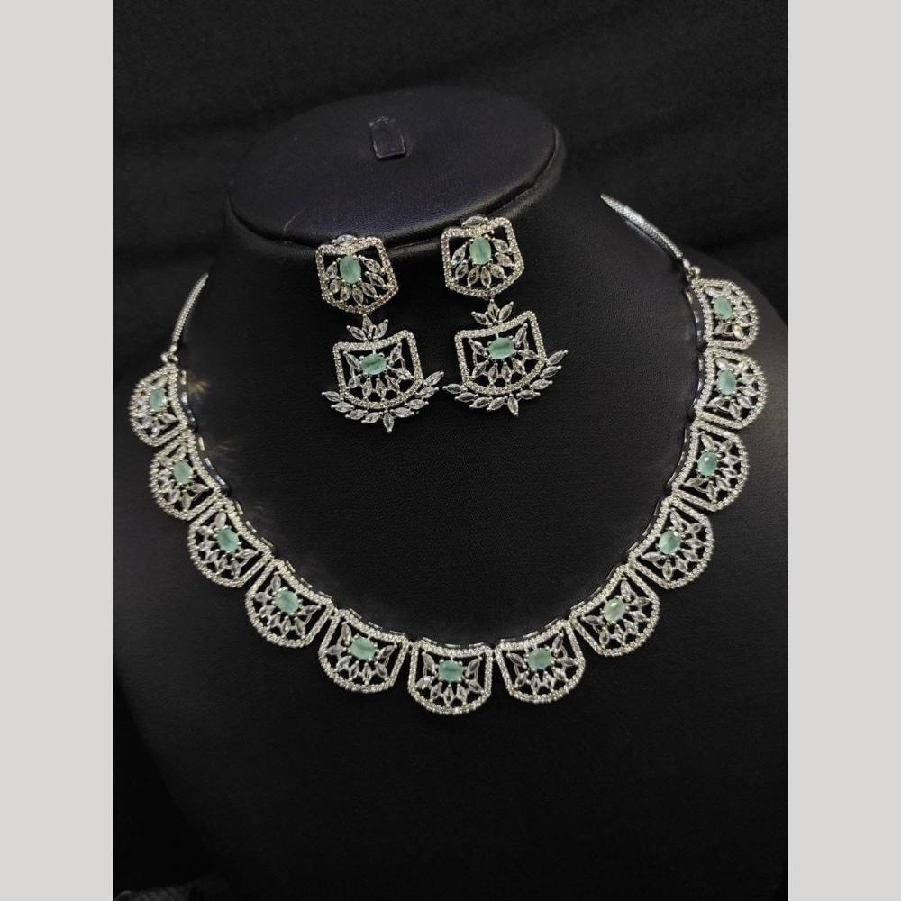 Kavita Art Silver Plated American Diamond Necklace Set