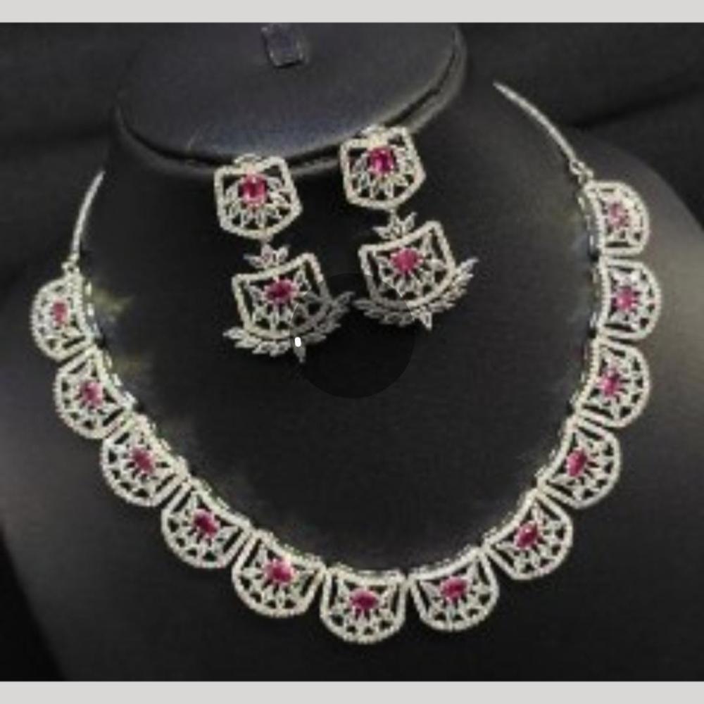 Kavita Art Silver Plated American Diamond Necklace Set