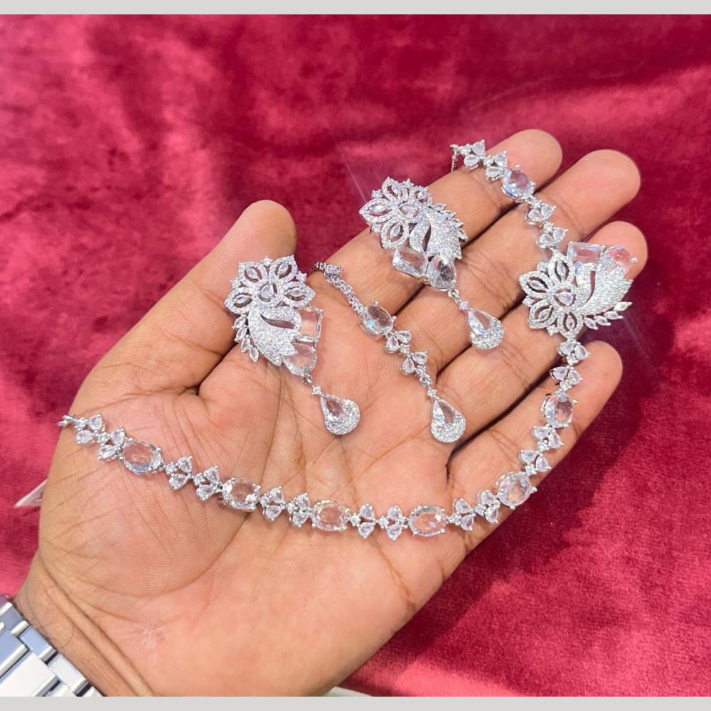 Kavita Art Silver Plated American Diamond Necklace Set