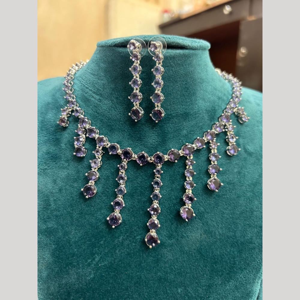 Kavita Art Silver Plated American Diamond Necklace Set