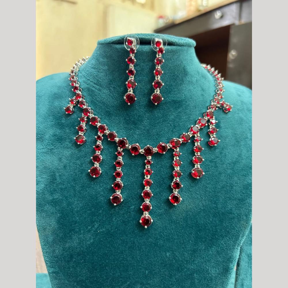 Kavita Art Silver Plated American Diamond Necklace Set