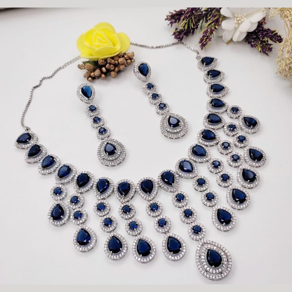 Kavita Art Silver Plated American Diamond Necklace Set