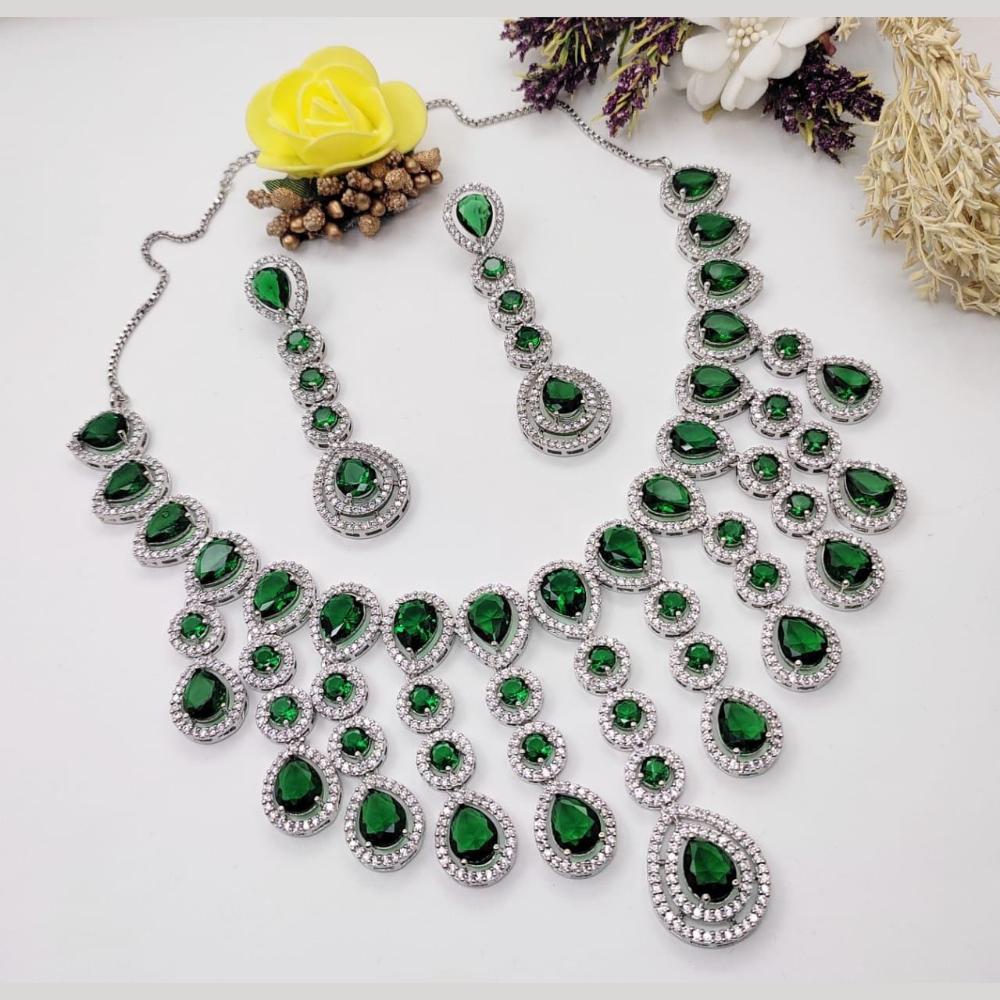 Kavita Art Silver Plated American Diamond Necklace Set