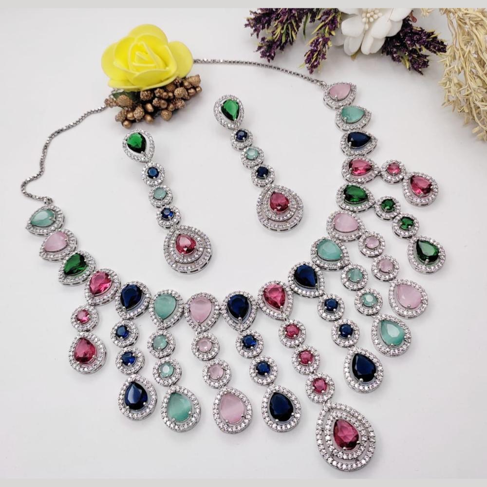 Kavita Art Silver Plated American Diamond Necklace Set