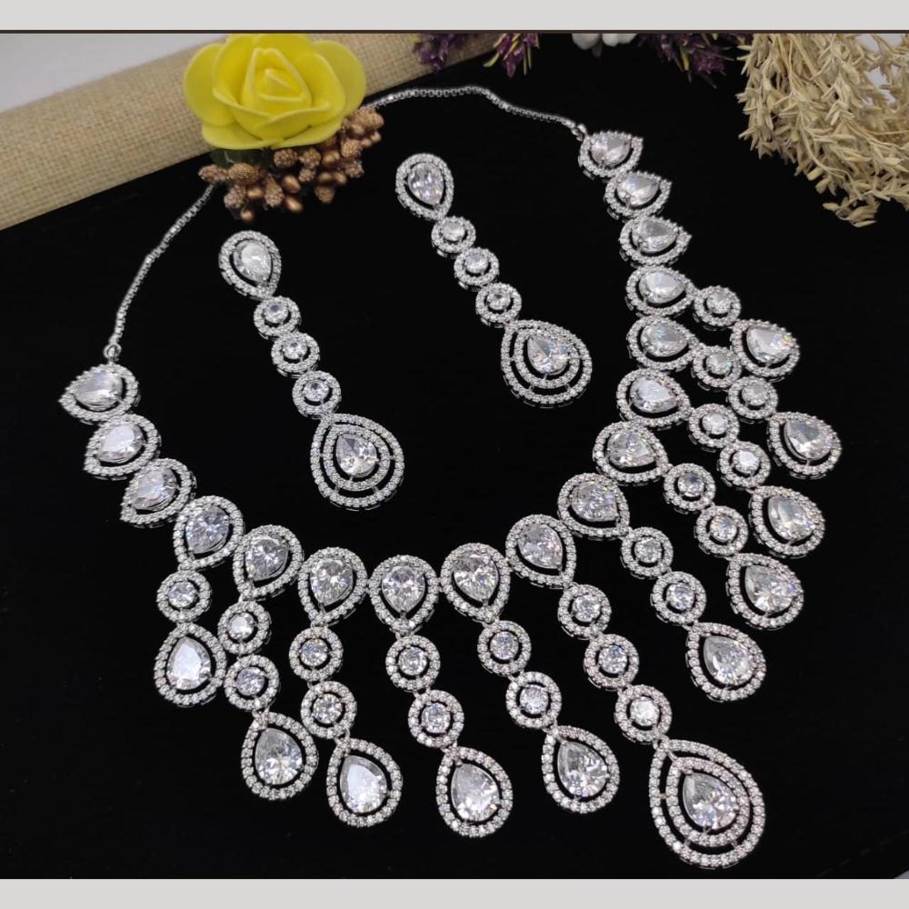 Kavita Art Silver Plated American Diamond Necklace Set