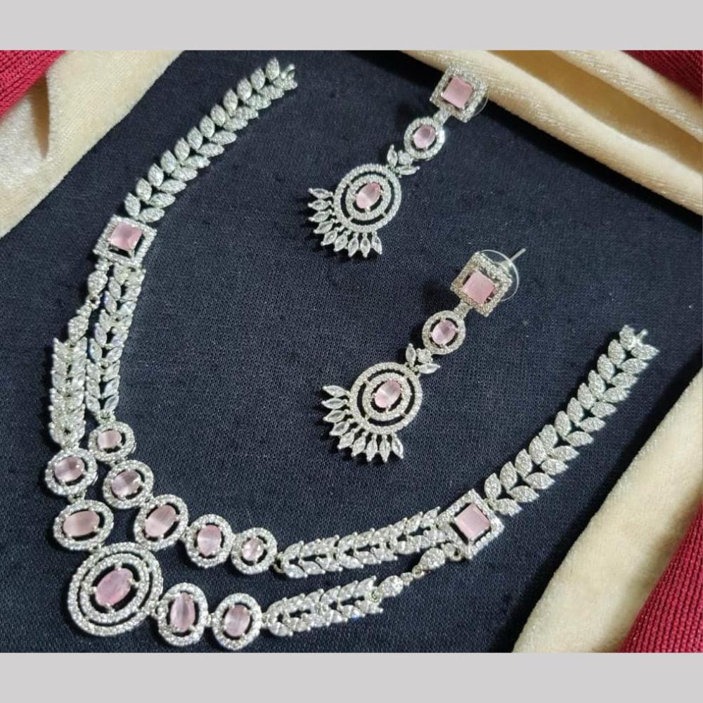 Kavita Art Silver Plated American Diamond Necklace Set