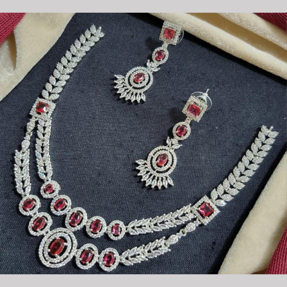 Kavita Art Silver Plated American Diamond Necklace Set