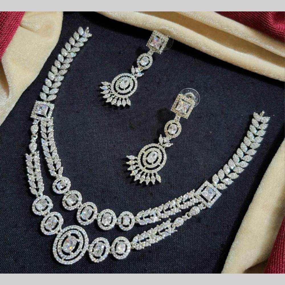 Kavita Art Silver Plated American Diamond Necklace Set