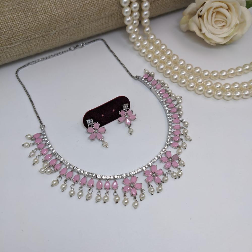 Kavita Art Silver Plated American Diamond Necklace Set