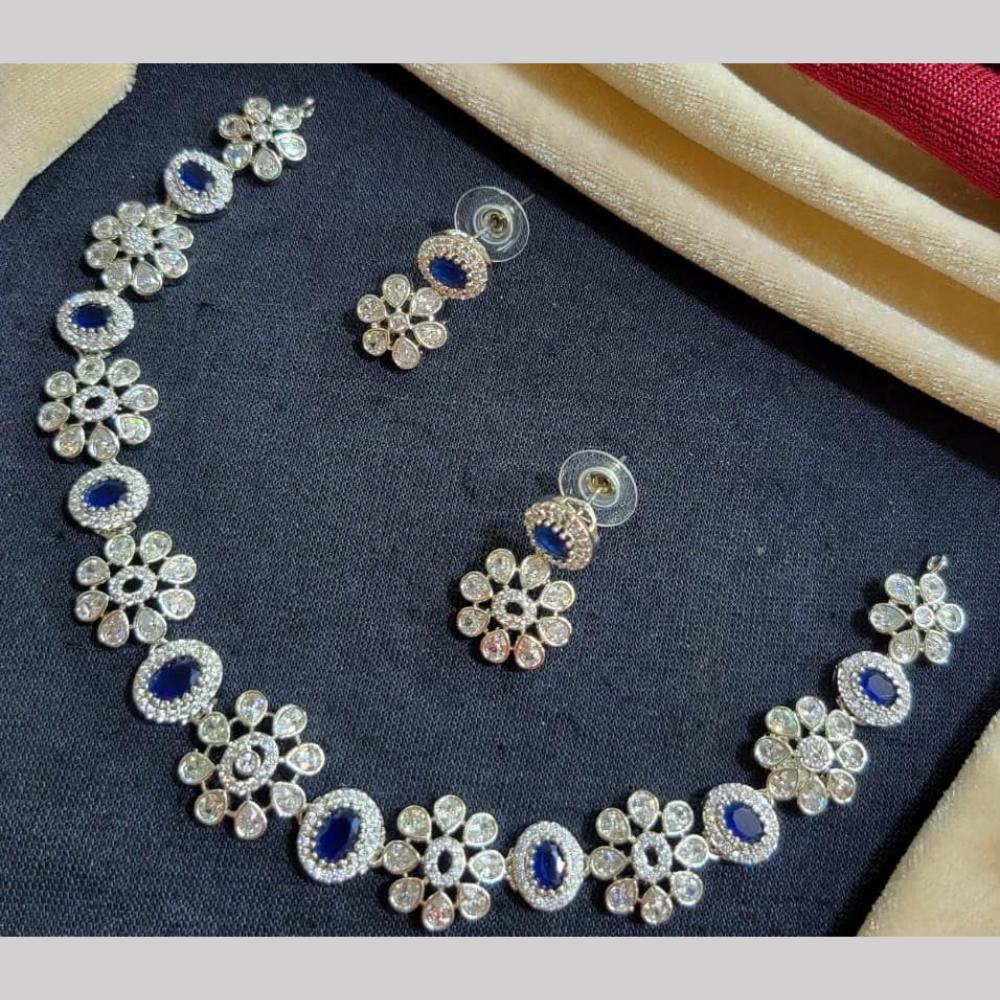 Kavita Art Silver Plated American Diamond Necklace Set