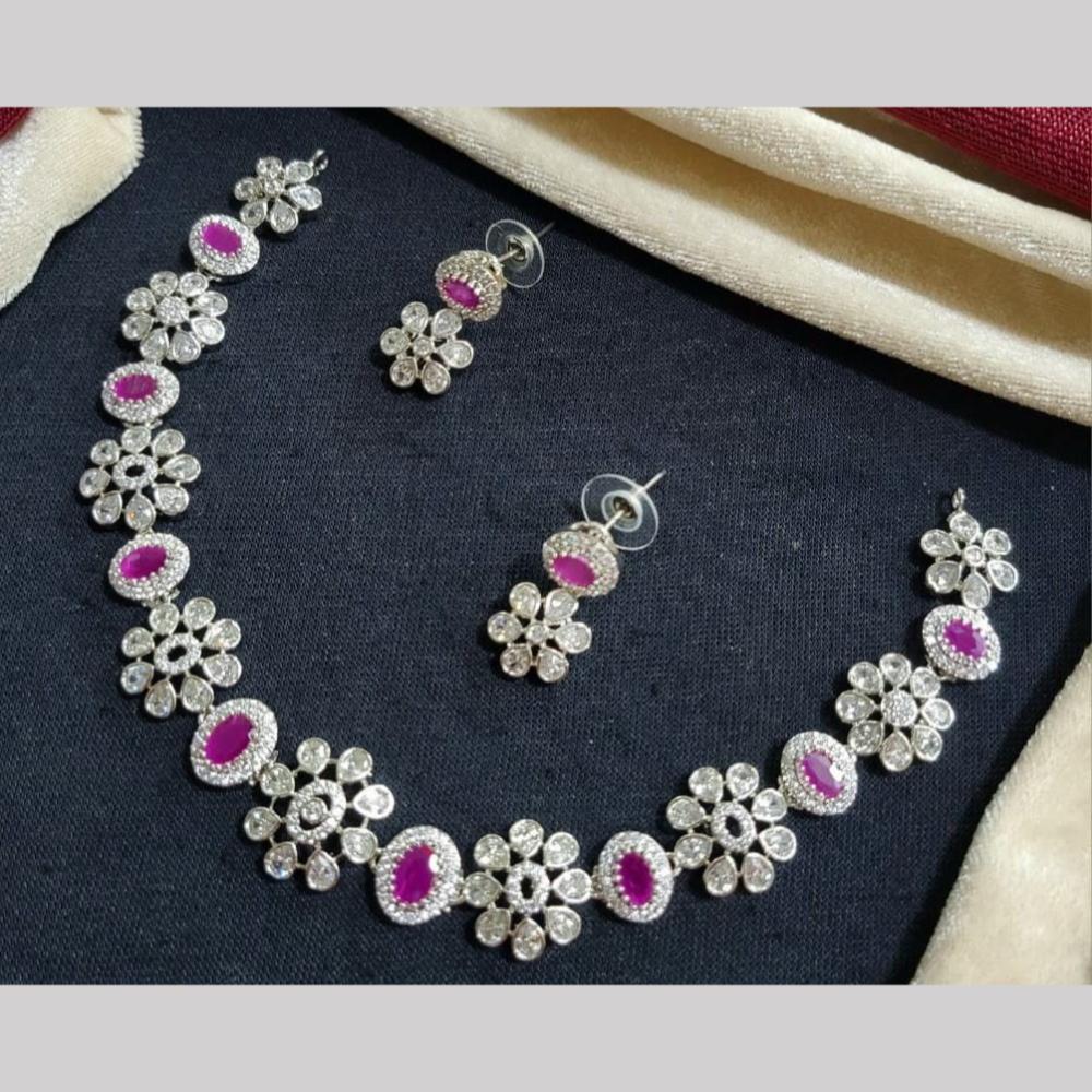 Kavita Art Silver Plated American Diamond Necklace Set