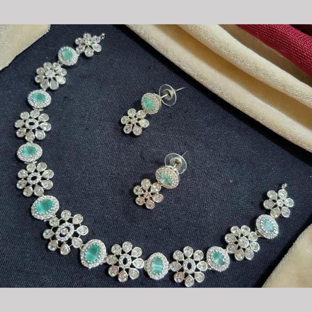 Kavita Art Silver Plated American Diamond Necklace Set