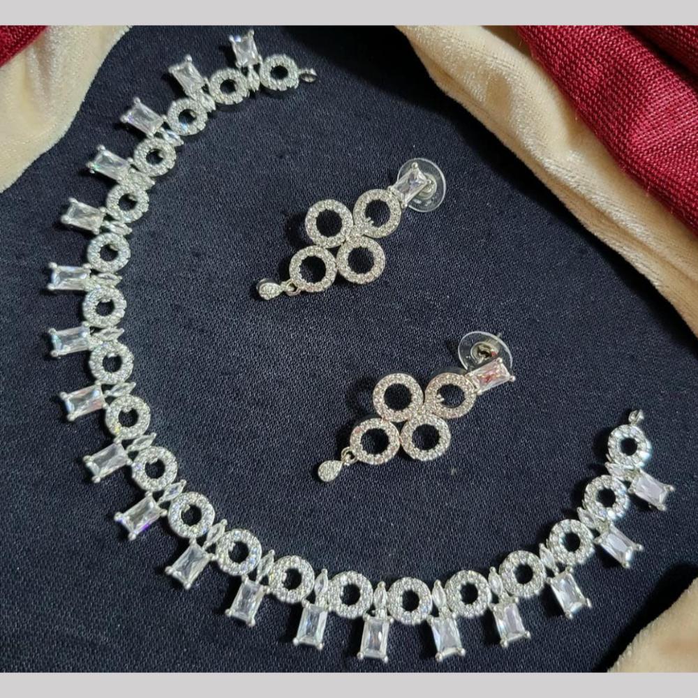 Kavita Art Silver Plated American Diamond Necklace Set