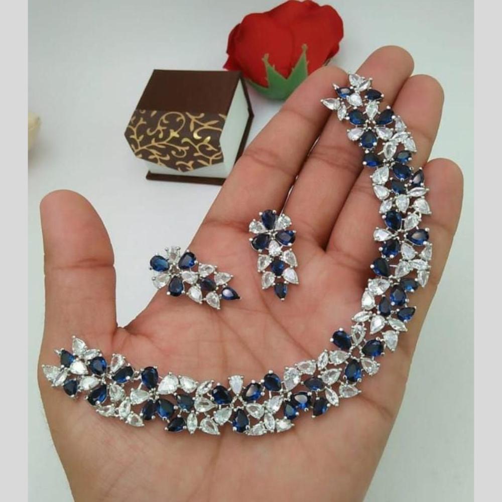 Kavita Art Silver Plated American Diamond Necklace Set