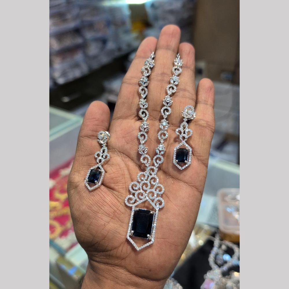 Kavita Art Silver Plated American Diamond Necklace Set