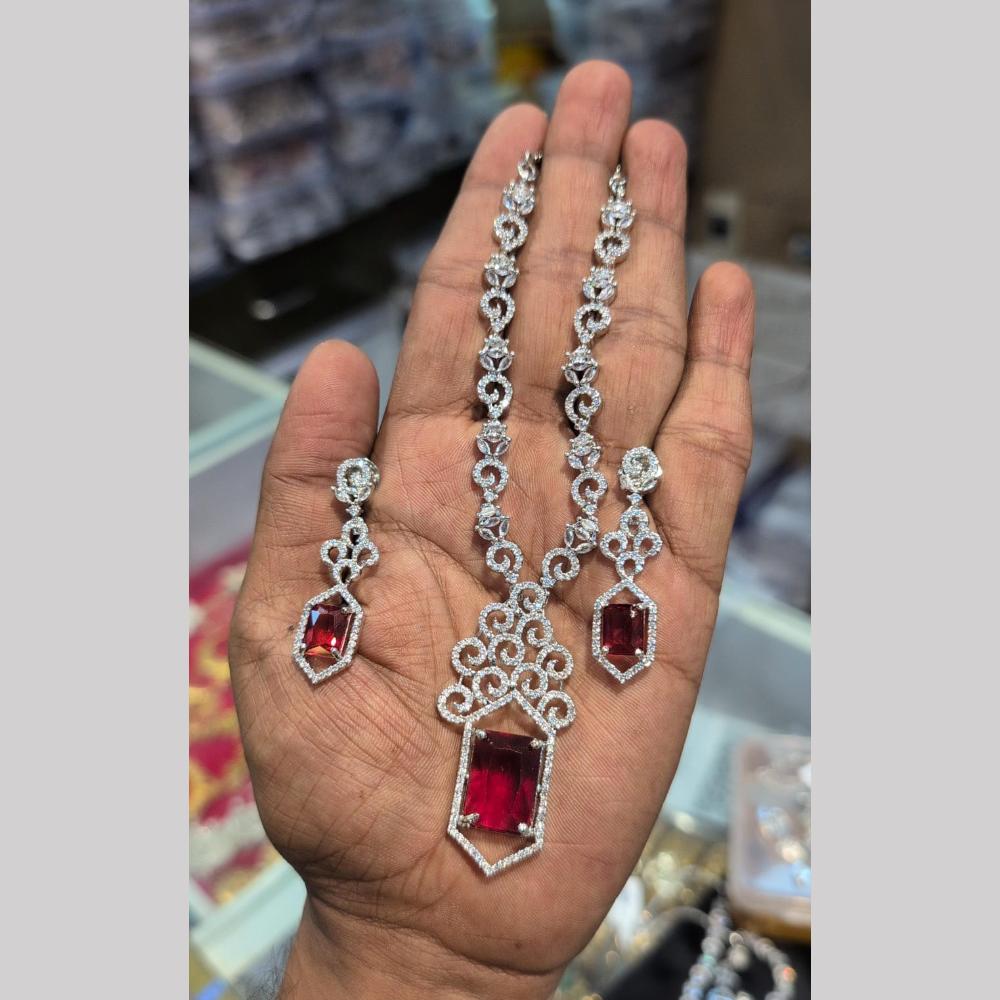 Kavita Art Silver Plated American Diamond Necklace Set