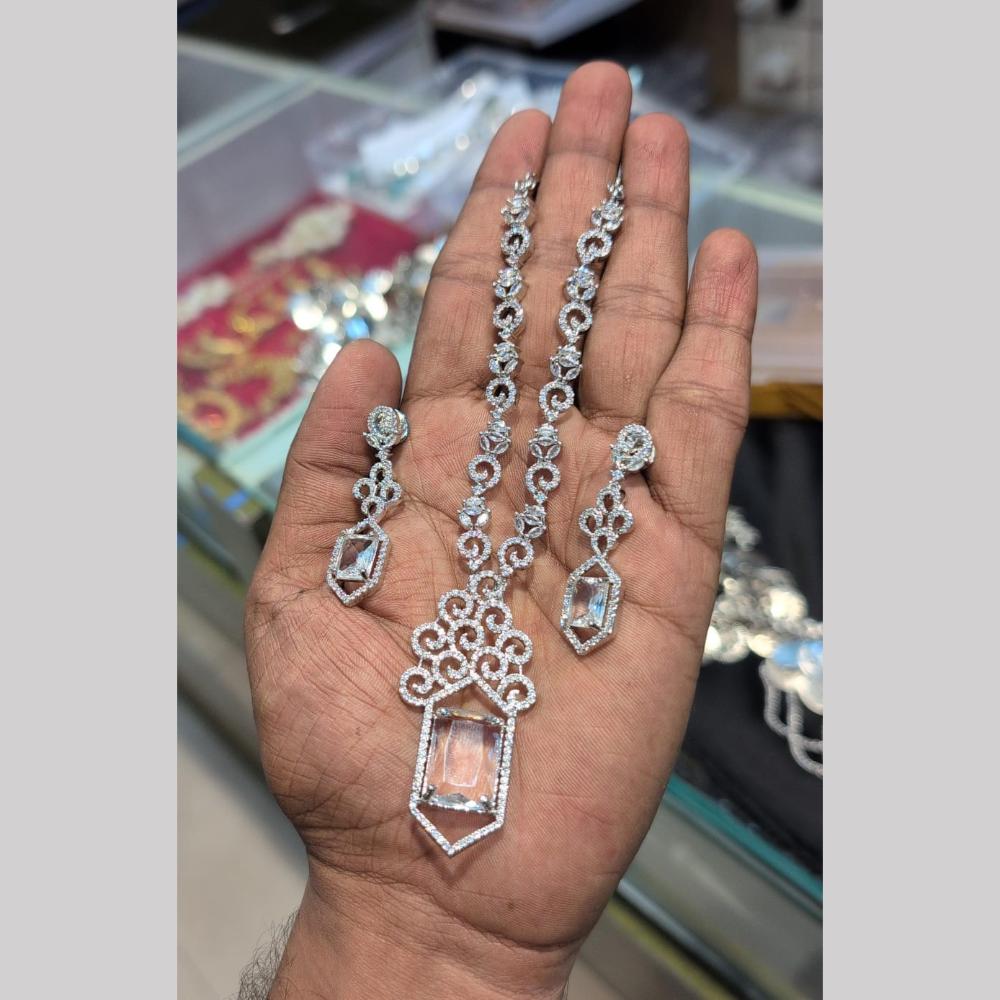 Kavita Art Silver Plated American Diamond Necklace Set
