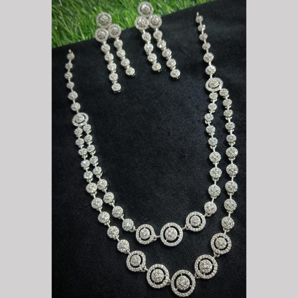 Kavita Art Silver Plated American Diamond Necklace Set