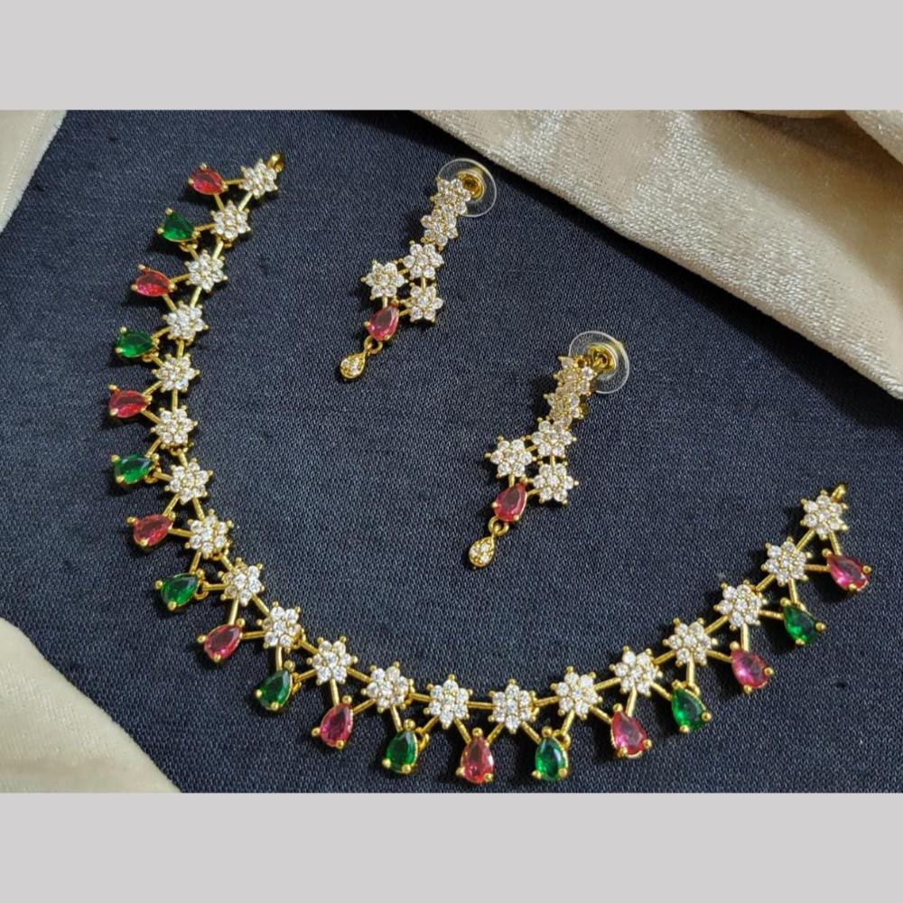 Kavita Art Silver Plated American Diamond Necklace Set