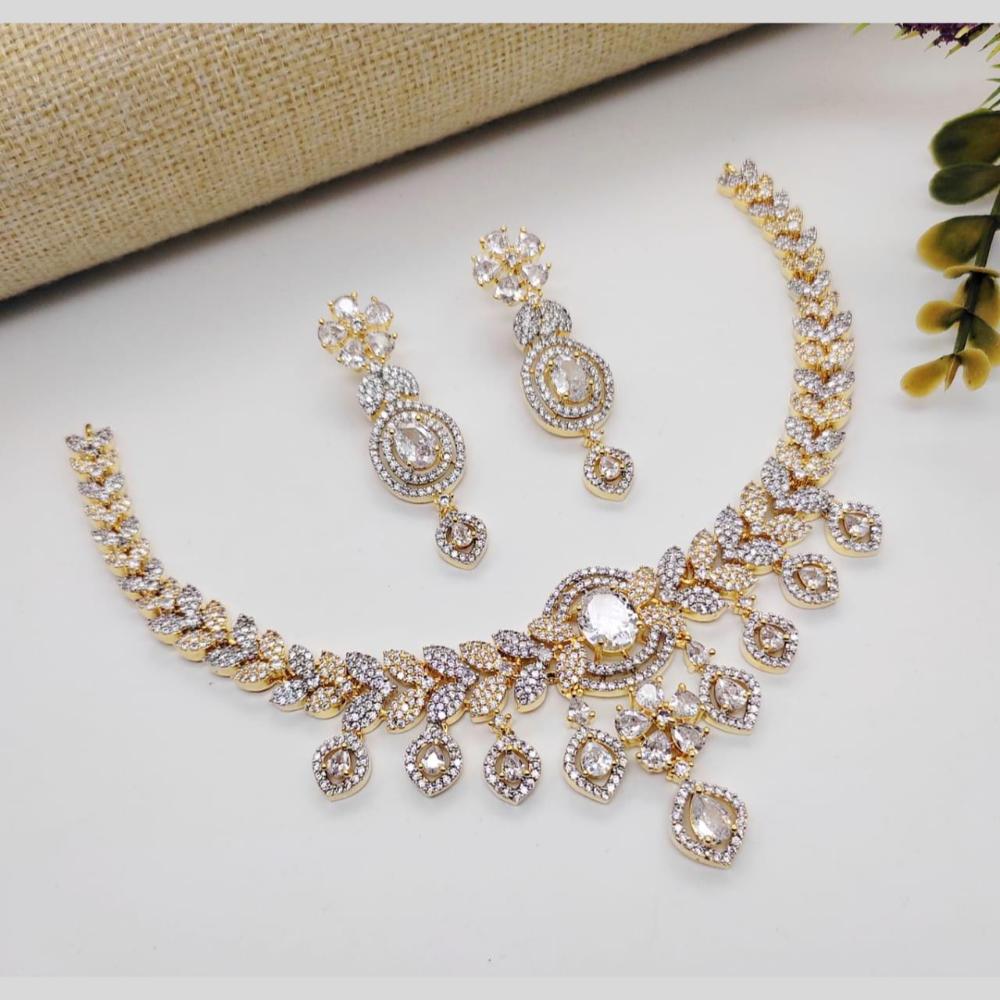 Kavita Art Silver Plated American Diamond Necklace Set