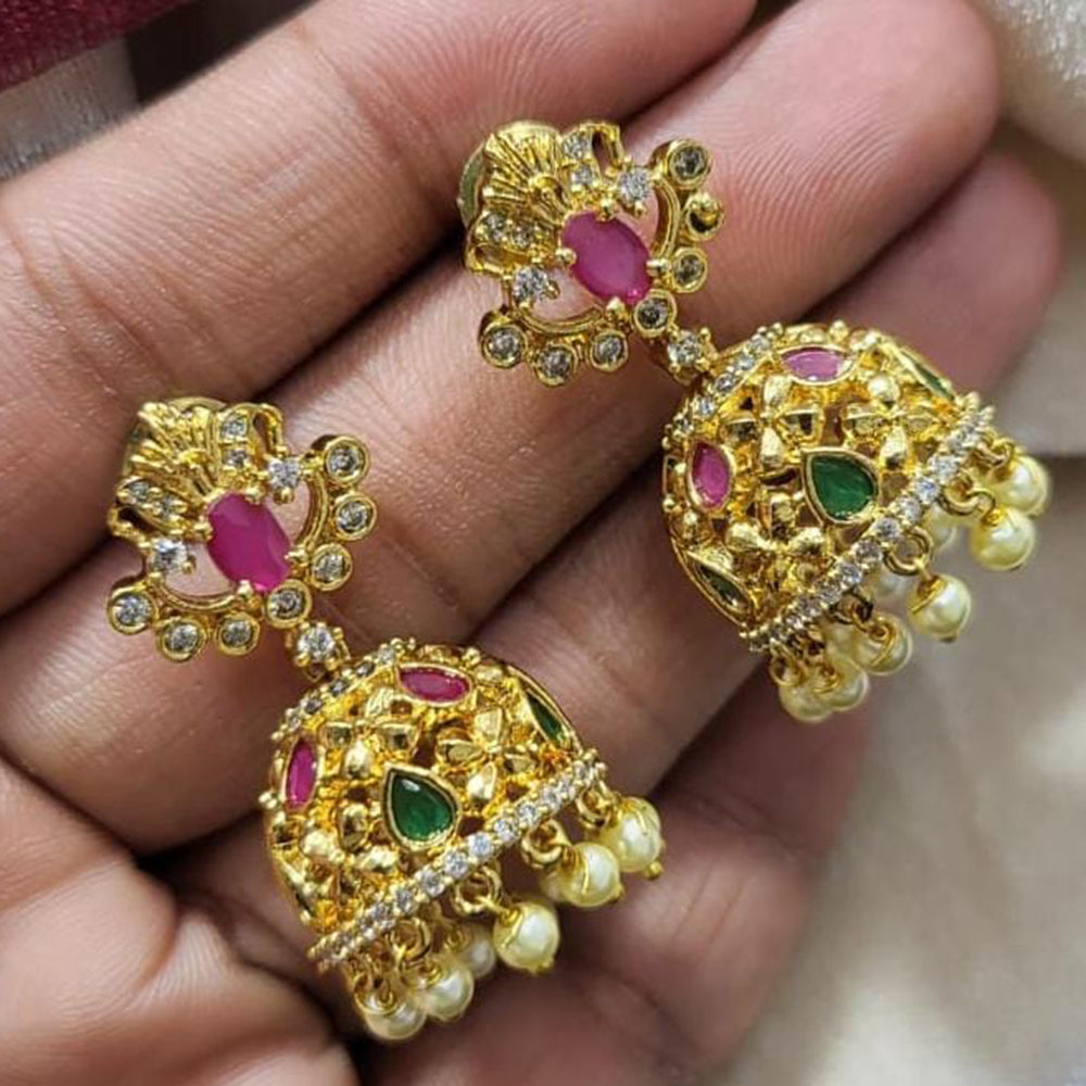 Kavita Art Gold Plated Austrian Stone Jhumki Earrings